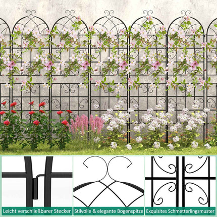 Metall-Gartenspalier-Set, 4er-Pack, 180x50 cm, Schwarz