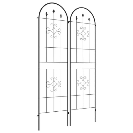 Metall-Gartenspalier-Set, Schwarz, 50x180 cm, 2er-Pack