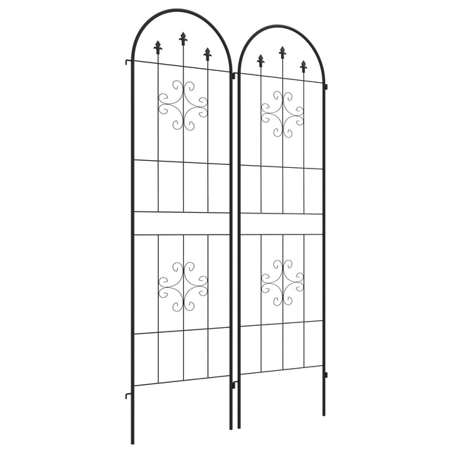 Metall-Gartenspalier-Set, Schwarz, 50x180 cm, 2er-Pack