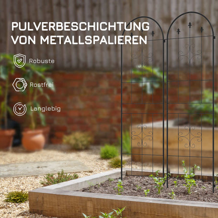 Metall-Gartenspalier-Set, Schwarz, 50x180 cm, 2er-Pack