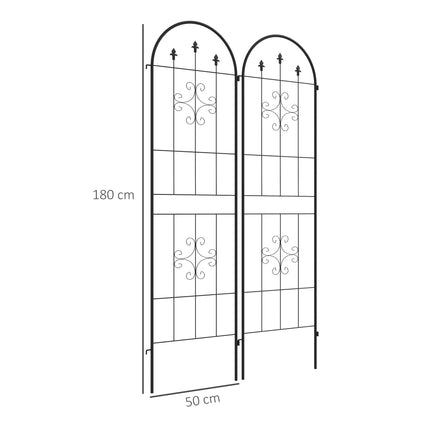 Metall-Gartenspalier-Set, Schwarz, 50x180 cm, 2er-Pack