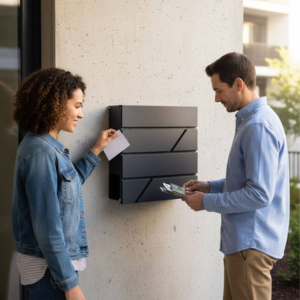Metallbriefkasten mit Zeitungsfach und Schloss