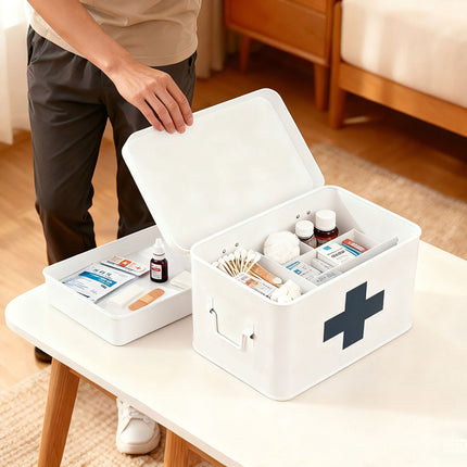 Medizin-Aufbewahrungsbox aus Metall mit 4 Fächern