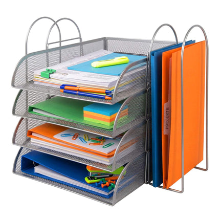 Metal Mesh Document Tray, 4 A4 Compartments, Stackable