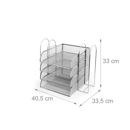 Metal Mesh Document Tray, 4 A4 Compartments, Stackable