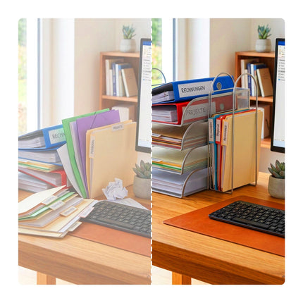 Metal Mesh Document Tray, 4 A4 Compartments, Stackable