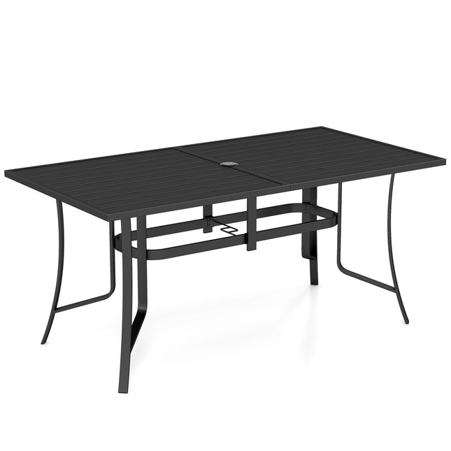 Metall-Esstisch für die Terrasse, 160 x 84 cm, für 6 Personen, mit Schirmloch