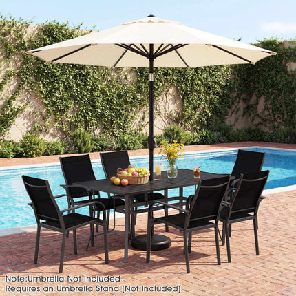Metall-Esstisch für die Terrasse, 160 x 84 cm, für 6 Personen, mit Schirmloch