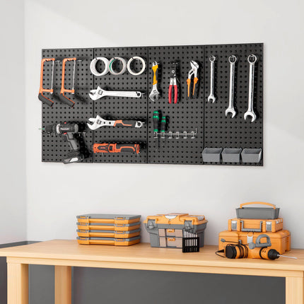 Metal Pegboard Panels, 4-Pack 24 x 12 in, Black