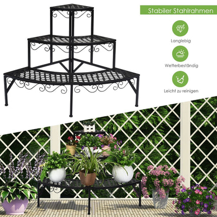 Metal Plant Stand, 3-Tier, 59x59x60 cm, Black
