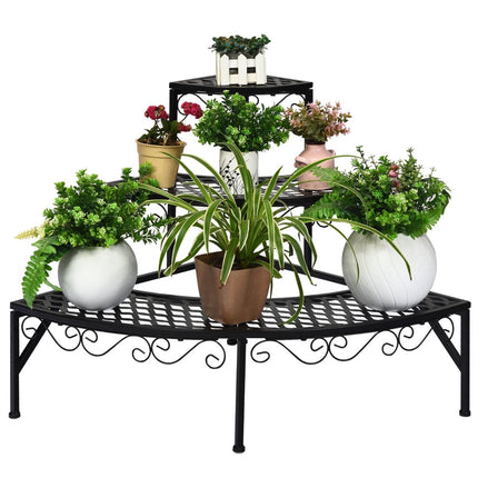 Metal Plant Stand, 3-Tier, 59x59x60 cm, Black