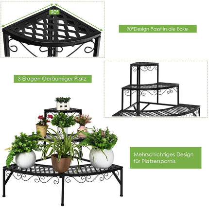 Metal Plant Stand, 3-Tier, 59x59x60 cm, Black