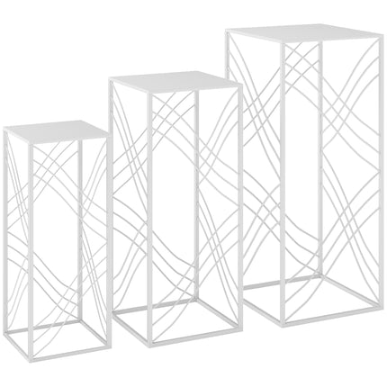 Metal Plant Stands Set, 3 Sizes, White, Rust-Resistant