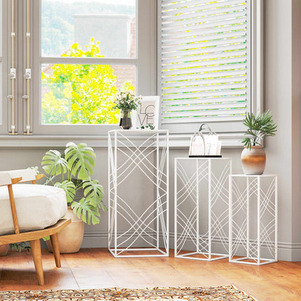 Metal Plant Stands Set, 3 Sizes, White, Rust-Resistant