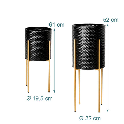Metal Plant Stands, Set of 2 – Black-Gold Finish
