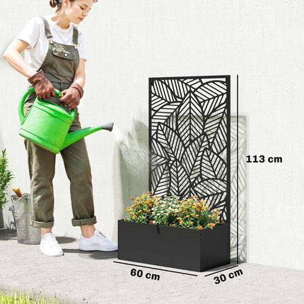 Metall-Pflanzkasten mit Spalier, 38 l Fassungsvermögen, Schwarz