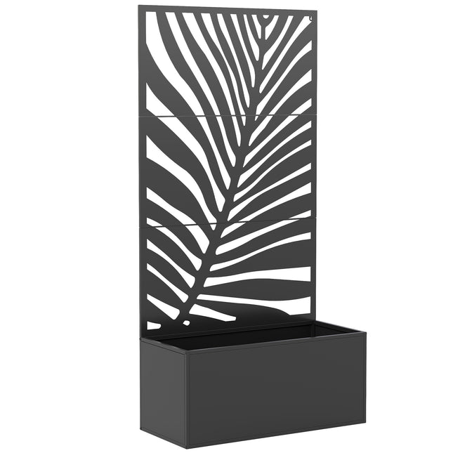 Metall-Pflanzkasten mit Spalier, 90 x 40 x 180 cm, Schwarz