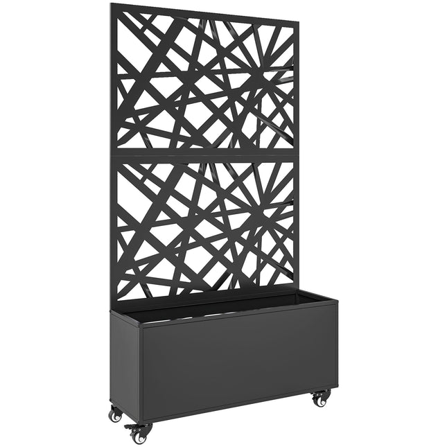 Pflanzkasten aus Metall mit Spalier, Rollen, 90x30x160 cm