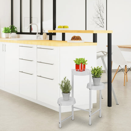 Metal & Plastic Plant Stand with Round Shelves
