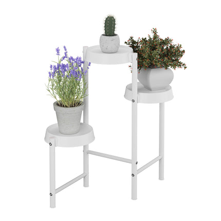 Metal & Plastic Plant Stand with Round Shelves