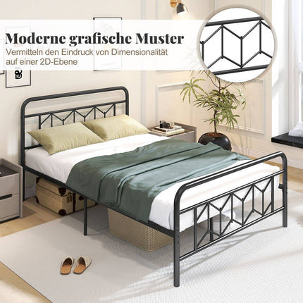 Metal Platform Bed Frame for 200 x 140 cm Mattress, Black
