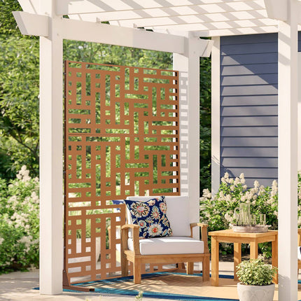 Metal Privacy Screen, 3-Panel Freestanding 47 x 76 Brown