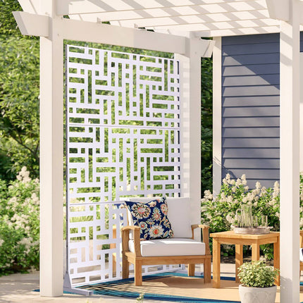 Metal Privacy Screen, 3-Panel Freestanding, 47x76 White