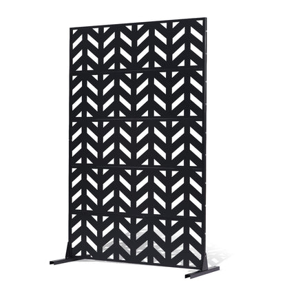 Metal Privacy Screen 47 x 72 In, 5-Panel, Black