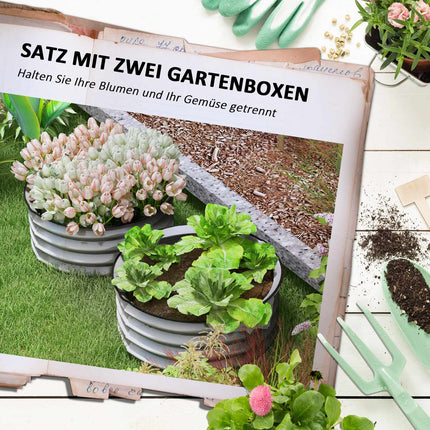 Metal raised garden beds, Set of 2 - 60x60x30 cm, Silver