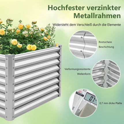 Hochbeet aus Metall, 180x95x60 cm, offener Boden