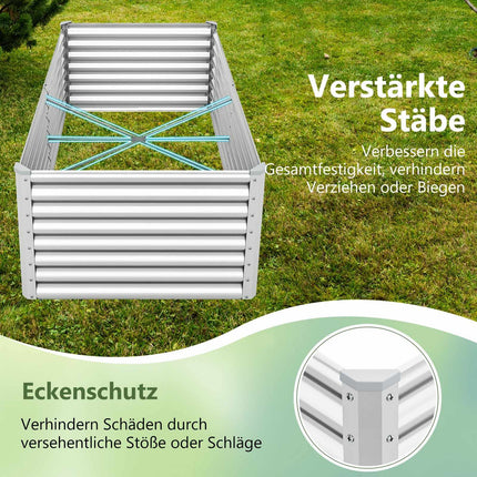 Hochbeet aus Metall, 180x95x60 cm, offener Boden