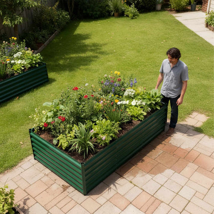 Metal Raised Garden Bed, 57x240x90cm, Galvanized Steel
