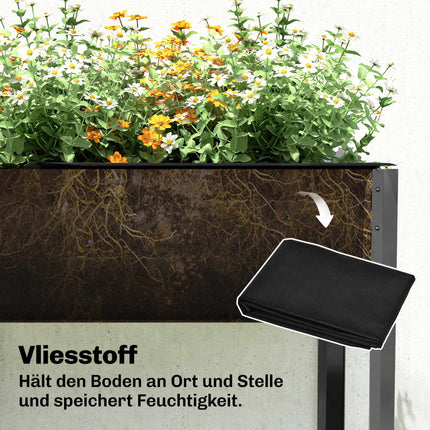 Metal Raised Garden Bed, Large Planter Box, 180x55x80 cm