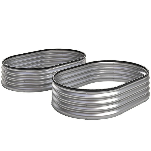 Metall-Hochbeet-Set, 135x90x30 cm, Oval, 2er-Pack