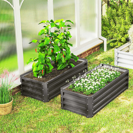Metall-Hochbeet 2er-Set, offener Boden, 110x50x30cm