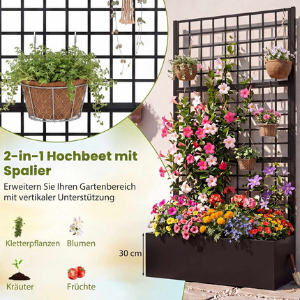 Metall-Hochbeet mit Rankhilfe – Schwarz