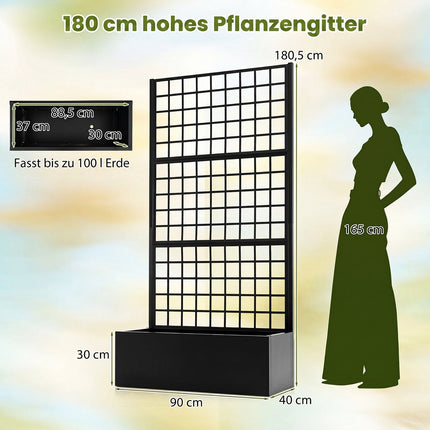 Metall-Hochbeet mit Rankhilfe – Schwarz