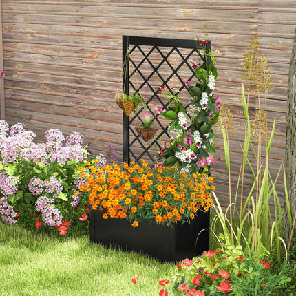 Metal Raised Planter Box with Trellis for Climbing Plants