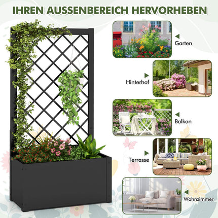 Metal Raised Planter Box with Trellis for Climbing Plants
