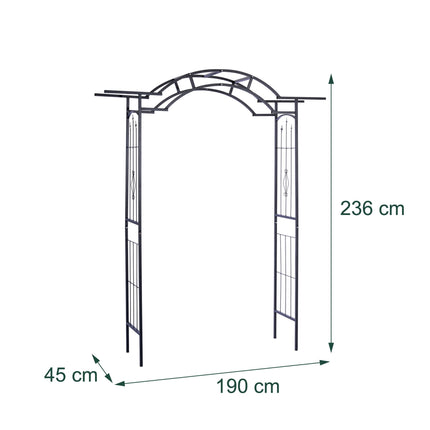 Metal Rose Arch, Black Steel Climbing Plant Support