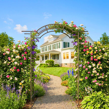Metal Rose Arch, Black Steel Climbing Plant Support