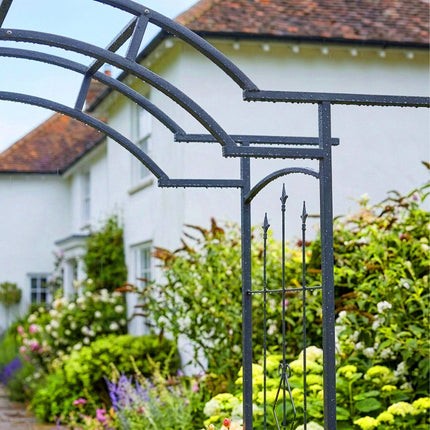 Metal Rose Arch, Black Steel Climbing Plant Support