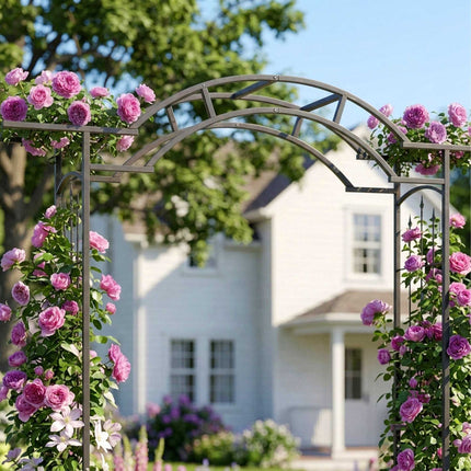 Metal Rose Arch, Black Steel Climbing Plant Support
