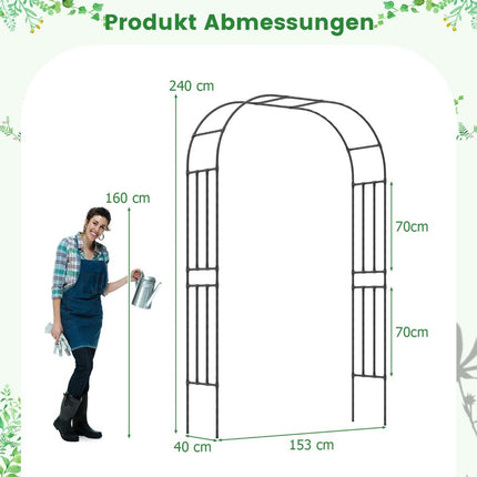 Rosenbogen aus Metall, Rankgitter für Kletterpflanzen, Rankbogen, groß, Dekobogen