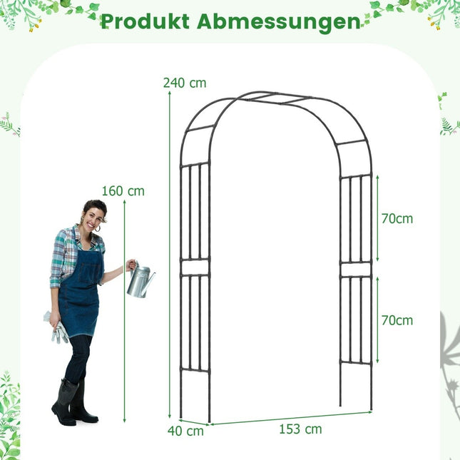 Rosenbogen aus Metall, Rankgitter für Kletterpflanzen, Rankbogen, groß, Dekobogen