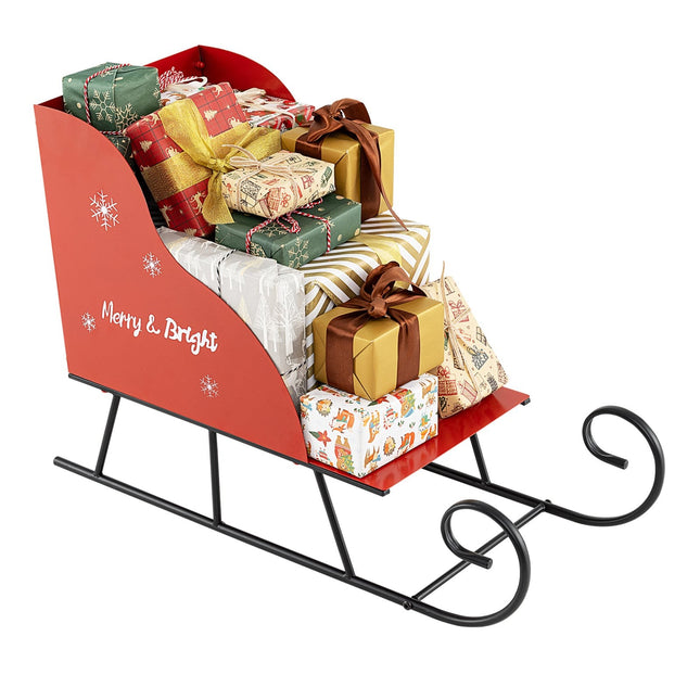 Metal Santa Sleigh Basket, Red, 74x32x51 cm Storage