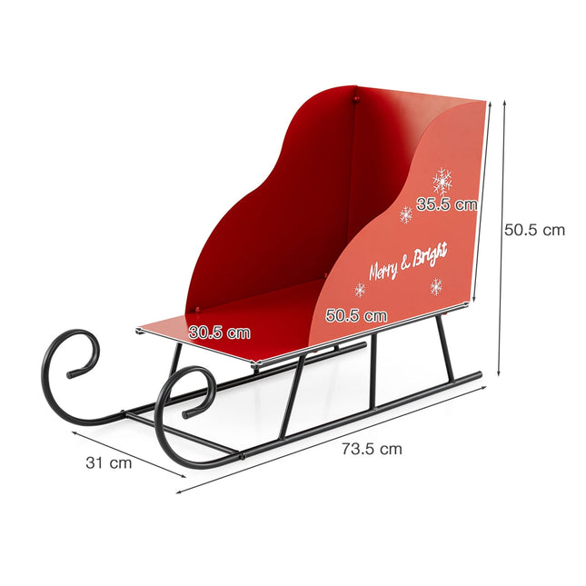 Metal Santa Sleigh Basket, Red, 74x32x51 cm Storage