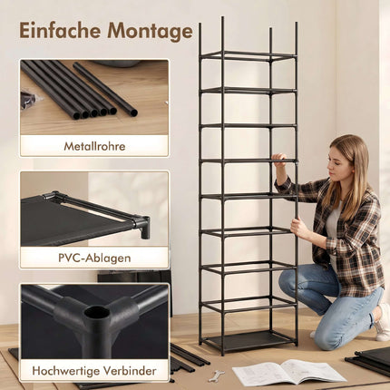 Metal Shoe Rack with Dustproof Cover, Holds 20 Pairs, Black