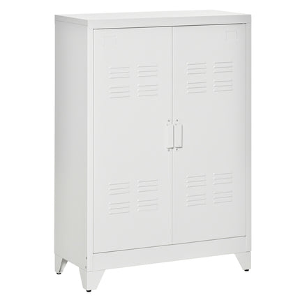Metal Storage Cabinet, Ventilated Doors, 75x33x110 cm, White