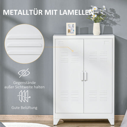 Metal Storage Cabinet, Ventilated Doors, 75x33x110 cm, White